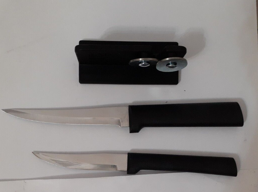 RADA CUTLERY G236 PARING PLUS SHARPENER GIFT SET BLACK HANDLE MADE IN USA