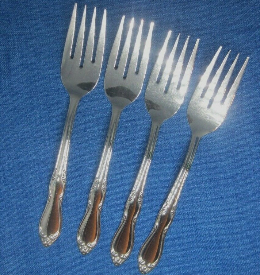 4 Oneida HOMESTEAD Salad Forks Simeon & George H Rogers Stainless Flatware
