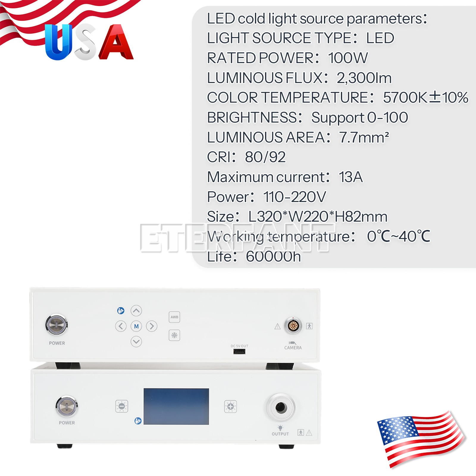 Medical ENT Endoscope Laparoscopic Camera/USB Type Handle/Cold Light Source US