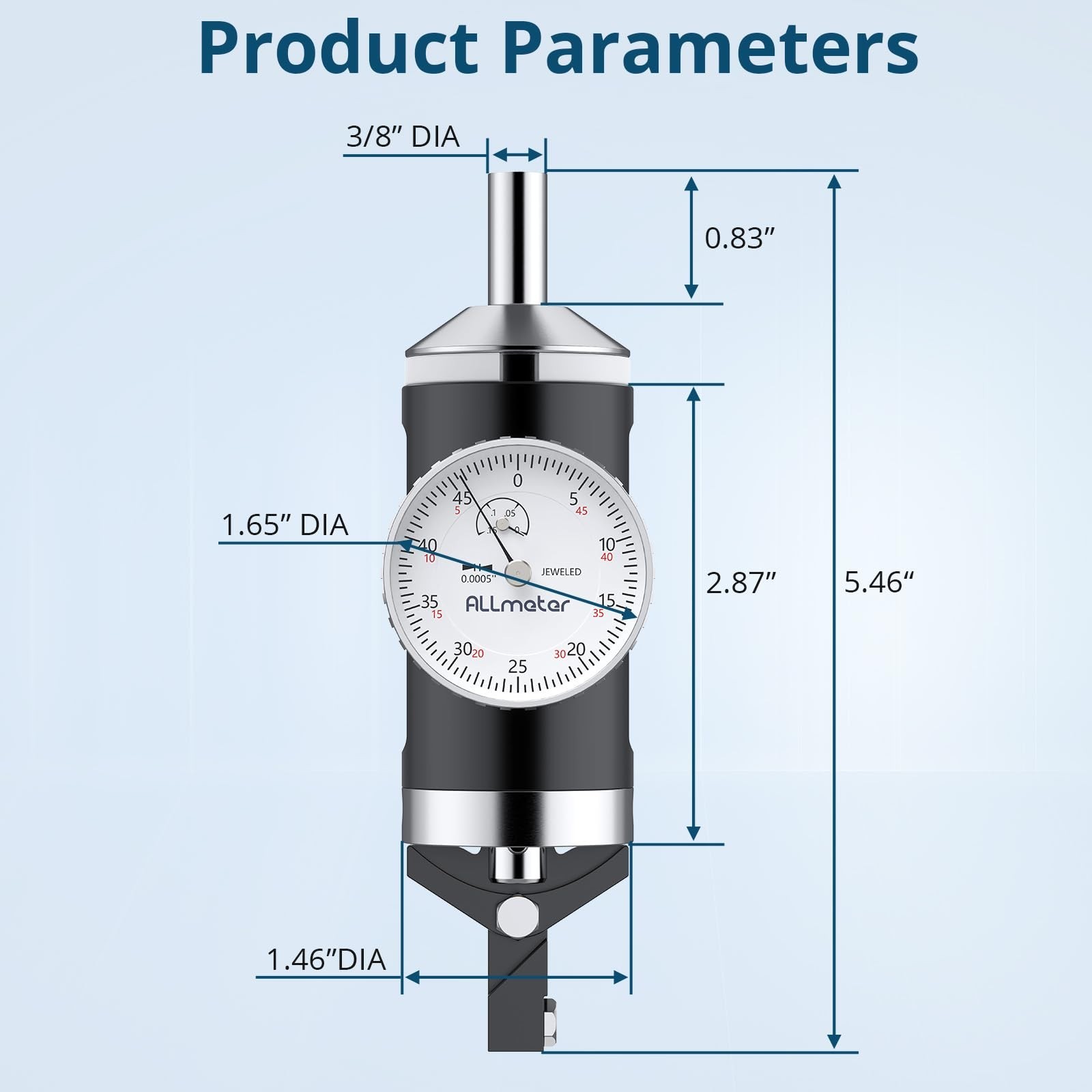 Coaxial Centering Dial Test Indicator,0-0.15" Range with 0.0005" Resolution,C...