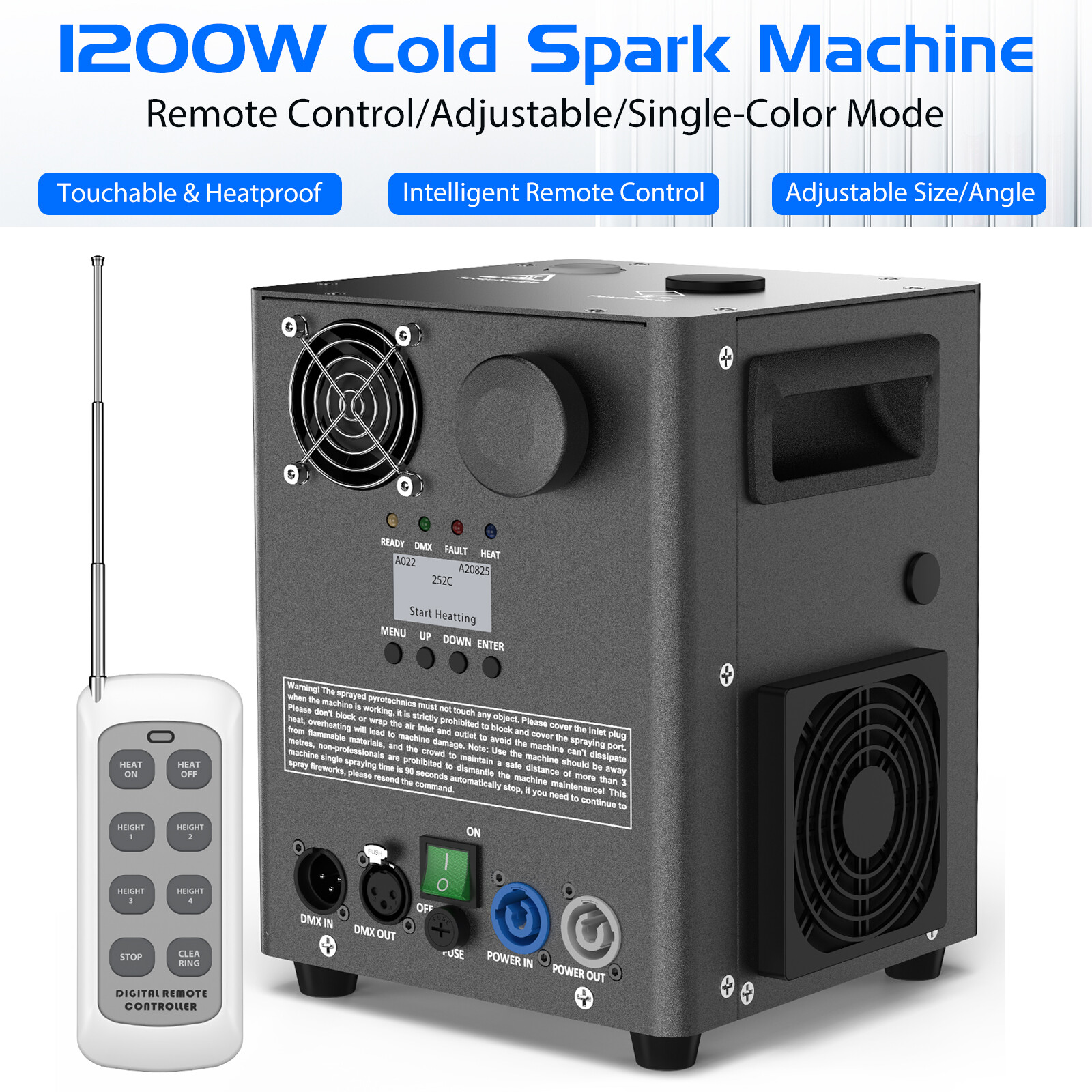 1200W Cold Spark Machine Stage Effect DMX Firework DJ Event Party Wedding NEW