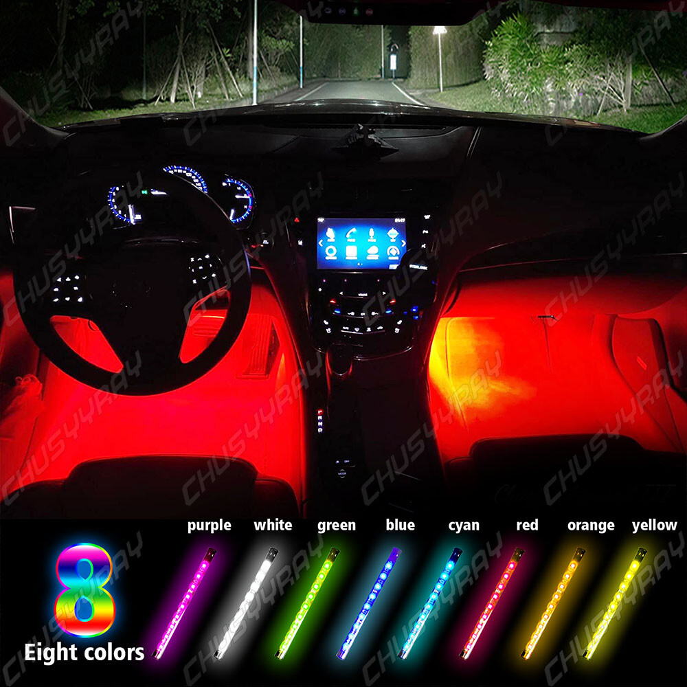 4pcs RGB-LED Glow Car Interior Lamp Under Dash Footwell Seats Inside Lighting