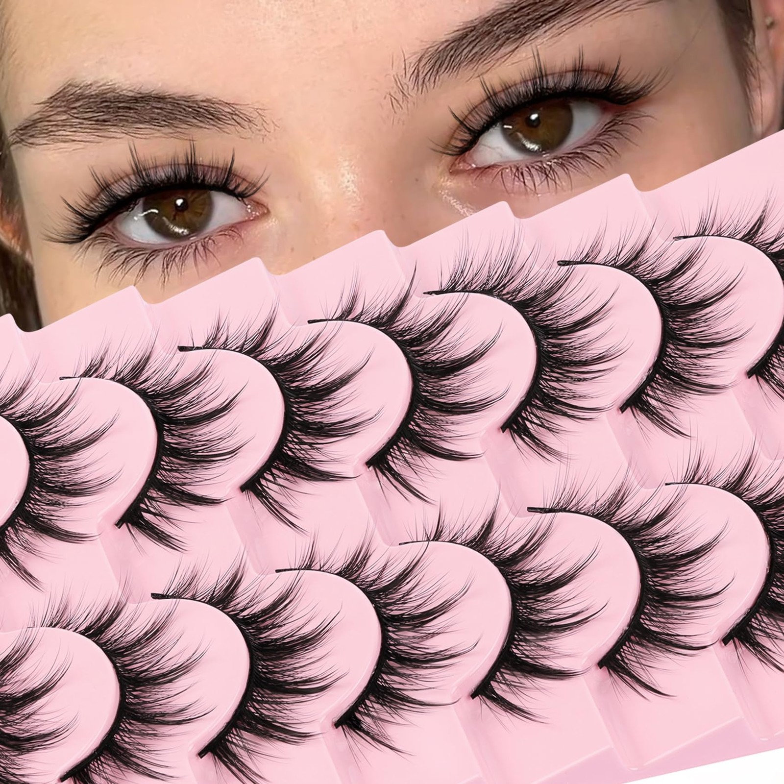 Losha Lashes Fluffy Manga Spiky Anime False 8 pair (Pack of 1), Black