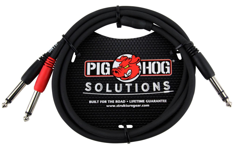Pig Hog Solutions TRS(M) to Dual 14 In. Insert Cable 3 ft.