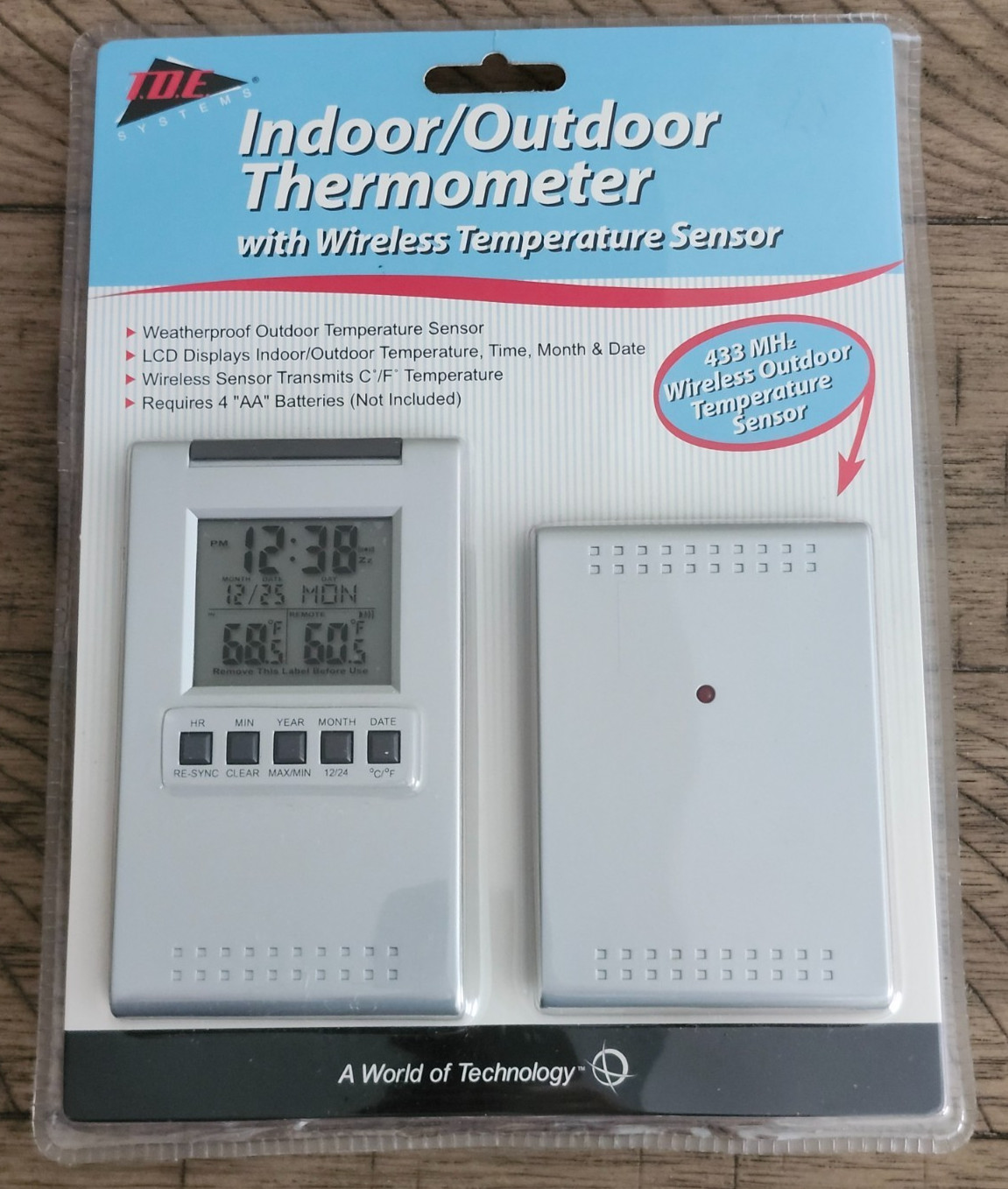 Indoor Outdoor Thermometer with Wireless Temperature Sensor TDE New Sealed