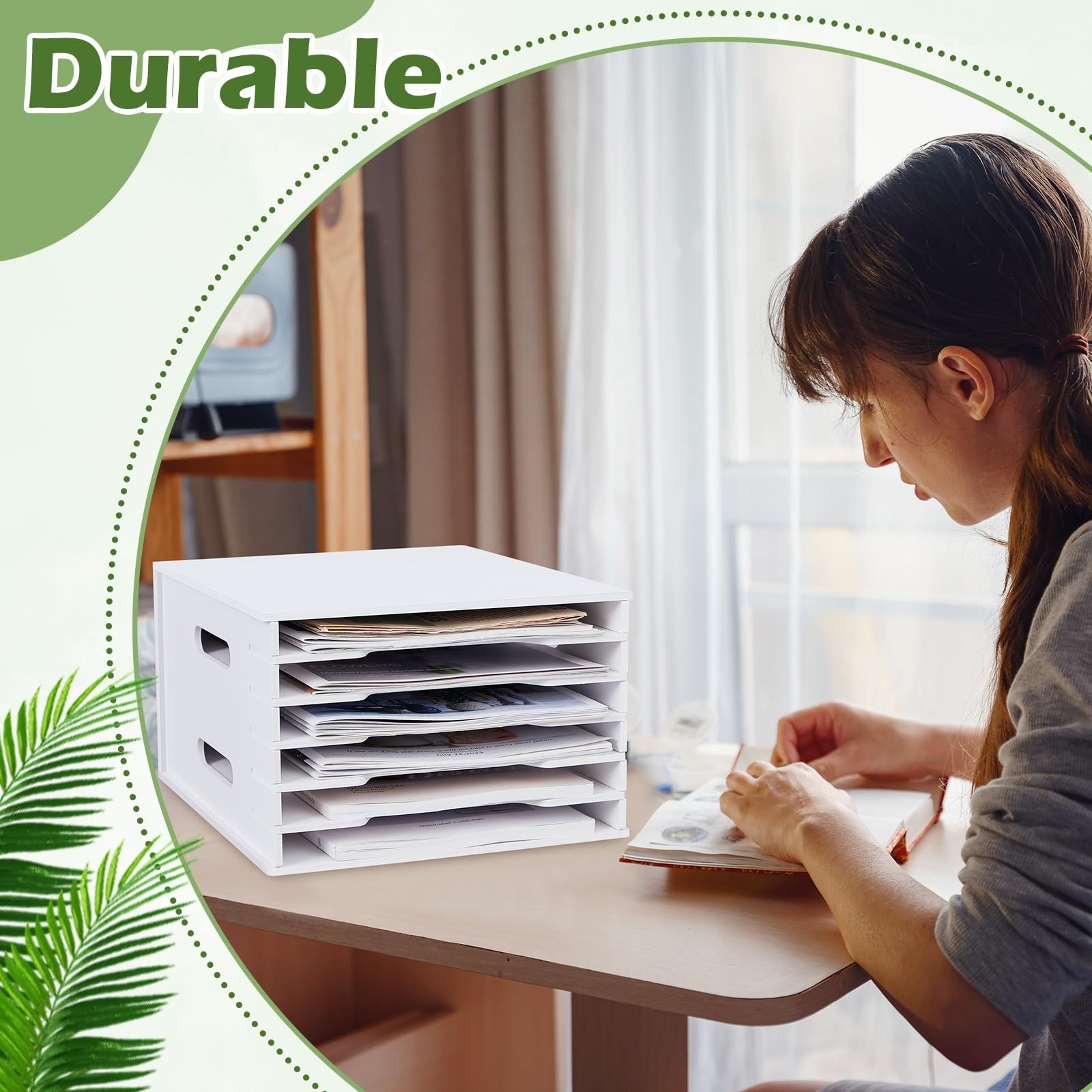 Juexica 6 Tier 8.5" x 11" Scrapbook Paper Organizer, White Cardstock File Organi