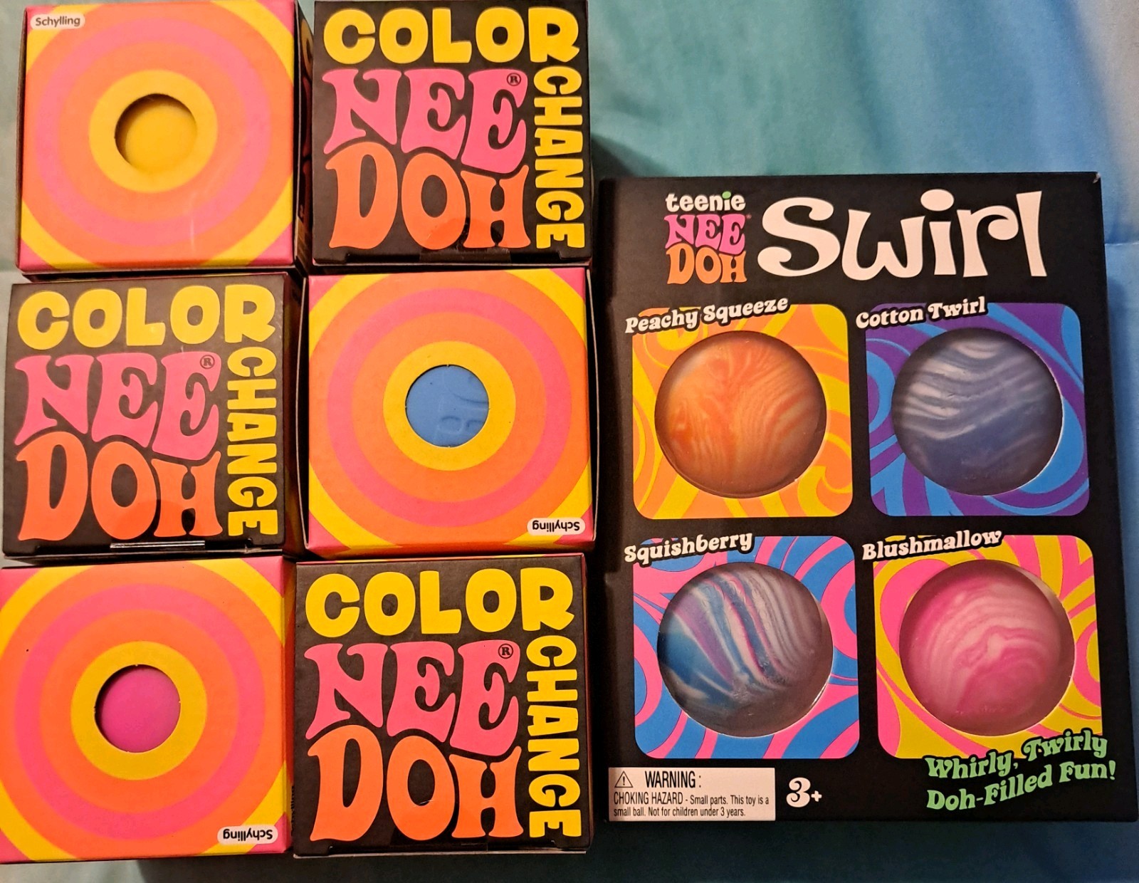 🔥Nee Doh Color Change Changing Ball Stress Fidget Squeeze Toy/Swirl( lot of 7)
