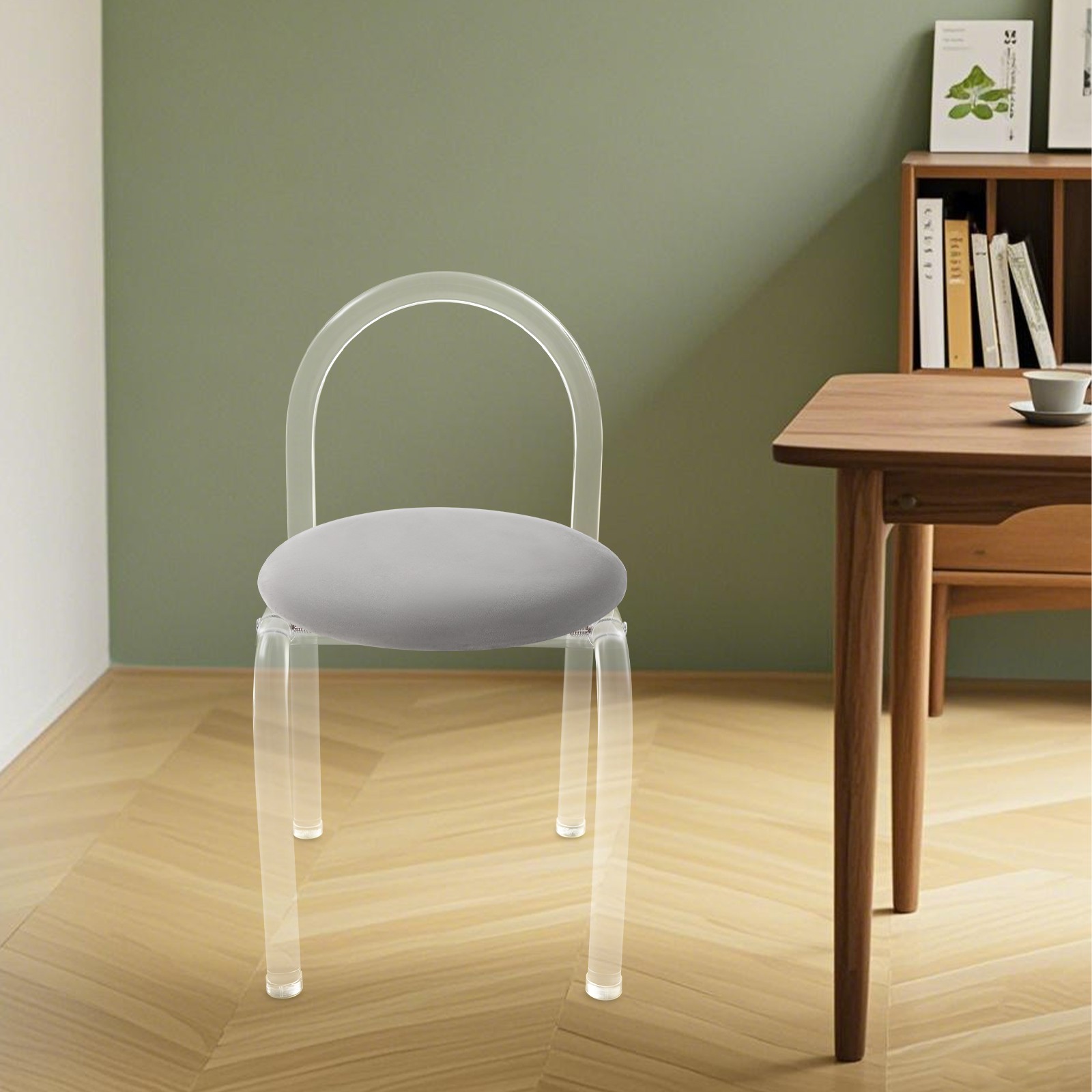 40*40*72cm Modern Minimalist Acrylic Clear Chair, 165.35 lbs Makeup Chair