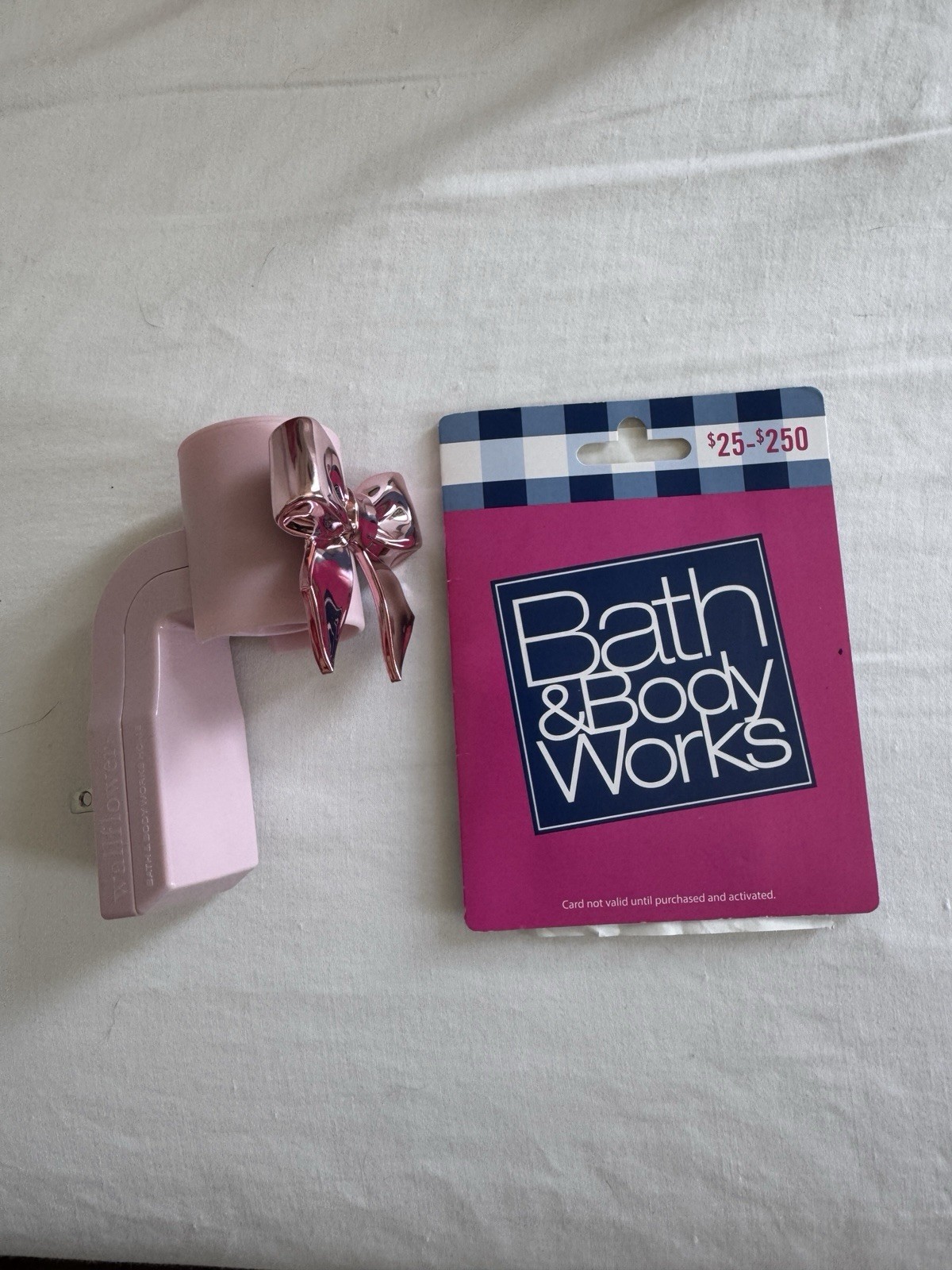 $50 Bath And Body Works Gift Card With Pink Chrome Bow Wall Flower