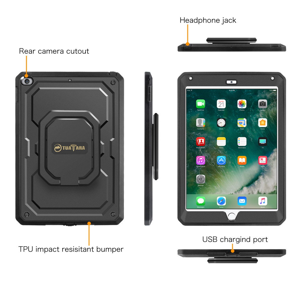 For iPad 9.7 2018 6th Gen Mutiple Angles Screen Protector Hard Back Case Cover
