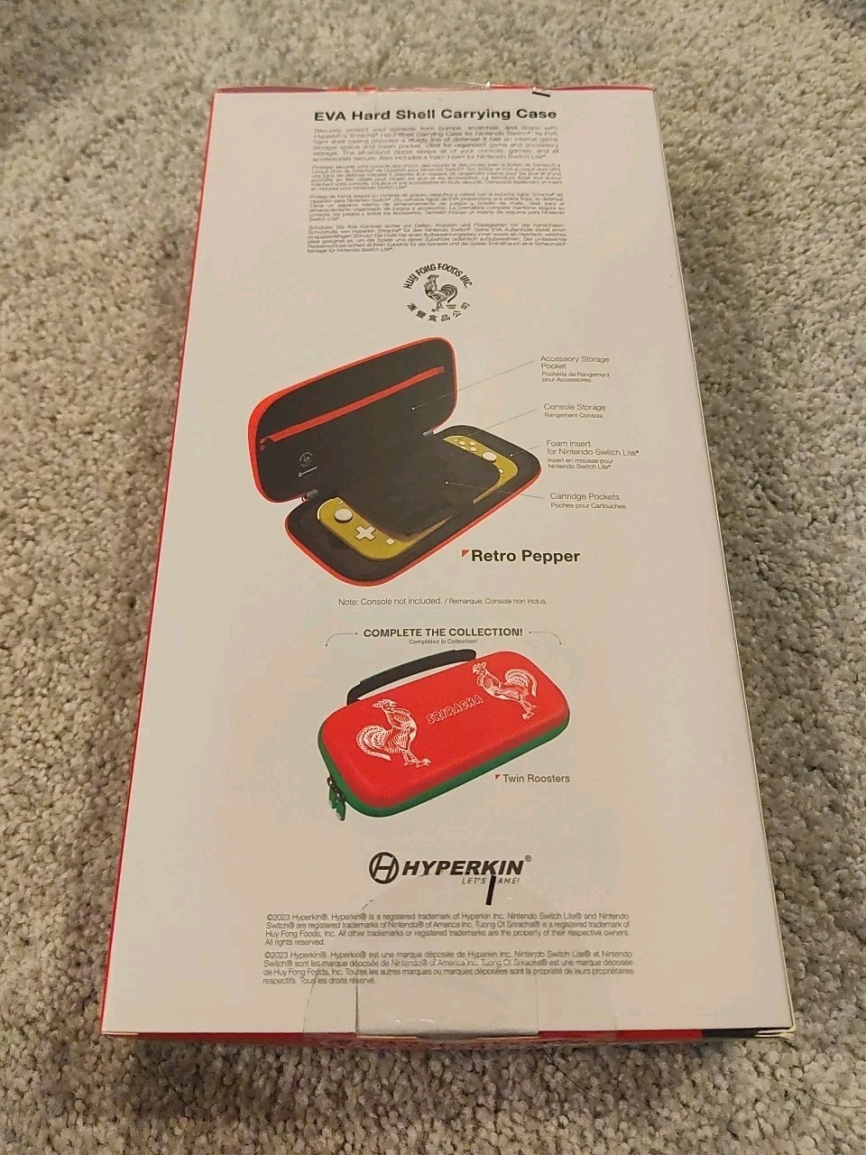 NEW Nintendo Switch Sriracha Retro Pepper EVA Hard Shell Carrying Case