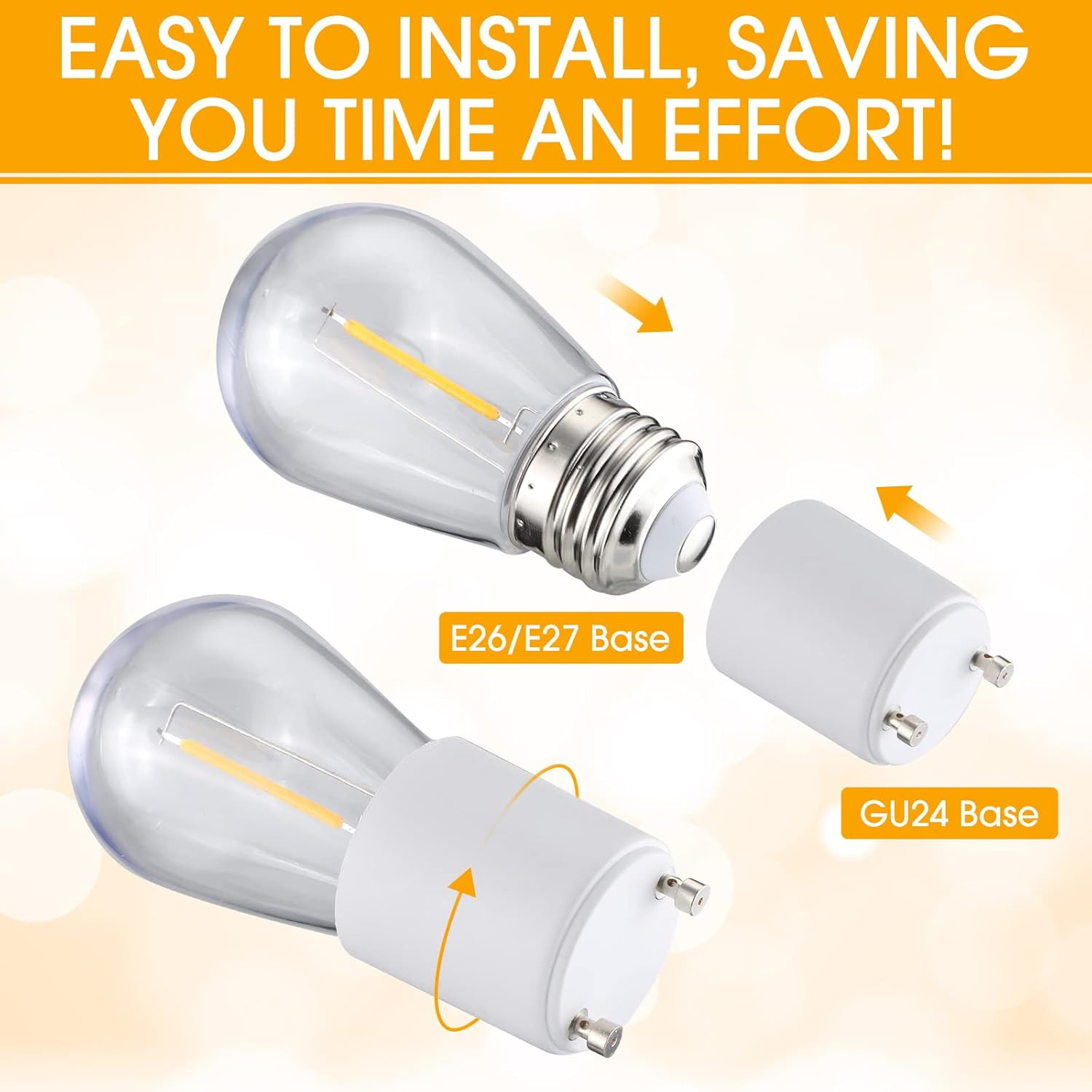 GU24 To E27 /E26 Screw LED Light Lamp Bulb Base Adapter Socket Converter Adaptor
