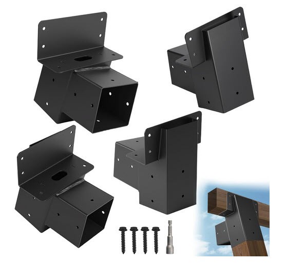 4 Pcs Outdoor 4x4 Compound Angle Brackets Deer Stand/treehouse/Swing Set+. Black
