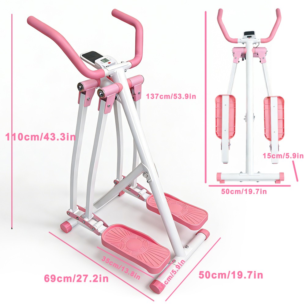Air Walk Elliptical Glider, Foldable Low-Impact Cardio Cross Trainer, LCD