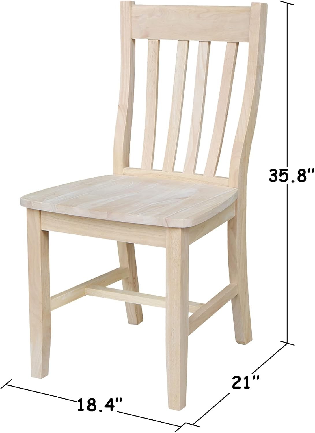 International Concepts Cafe Dining Chairs Solid Parawood Bistro Style Unfinished