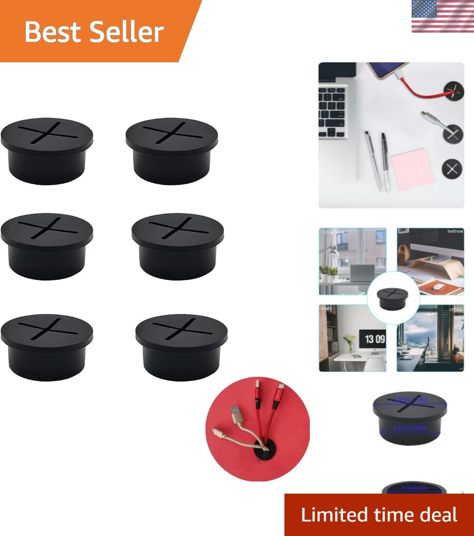 6 Durable Silicone Cable Grommets - 1-Inch for Effortless Desktop Organization