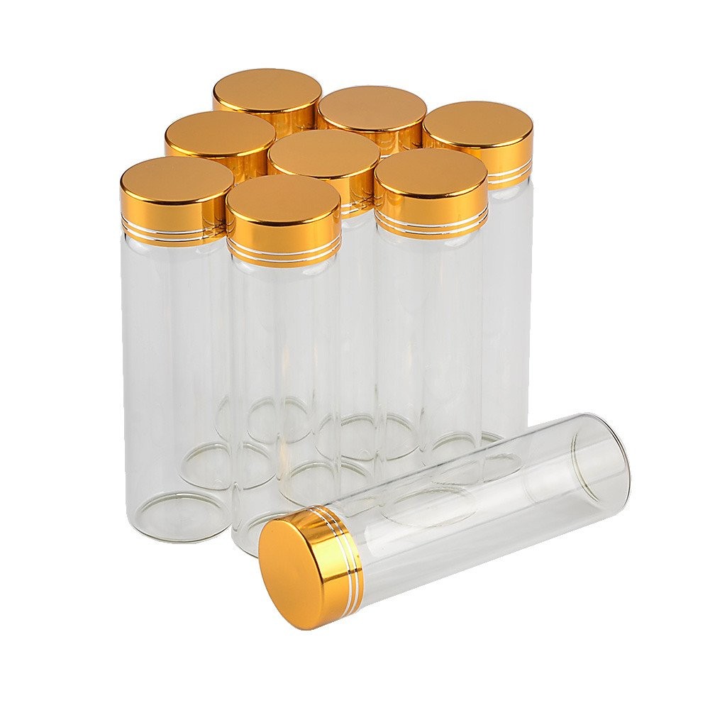 12units Empty Jars Glass Bottle with Aluminium Gold Color Screw Cap 50ml Seal...