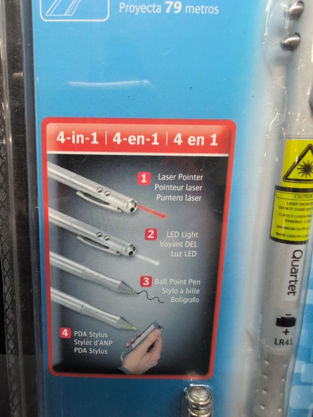 Quartet 4-in-1 Laser Pointer LED Light Ball Point Pen PDA Stylus