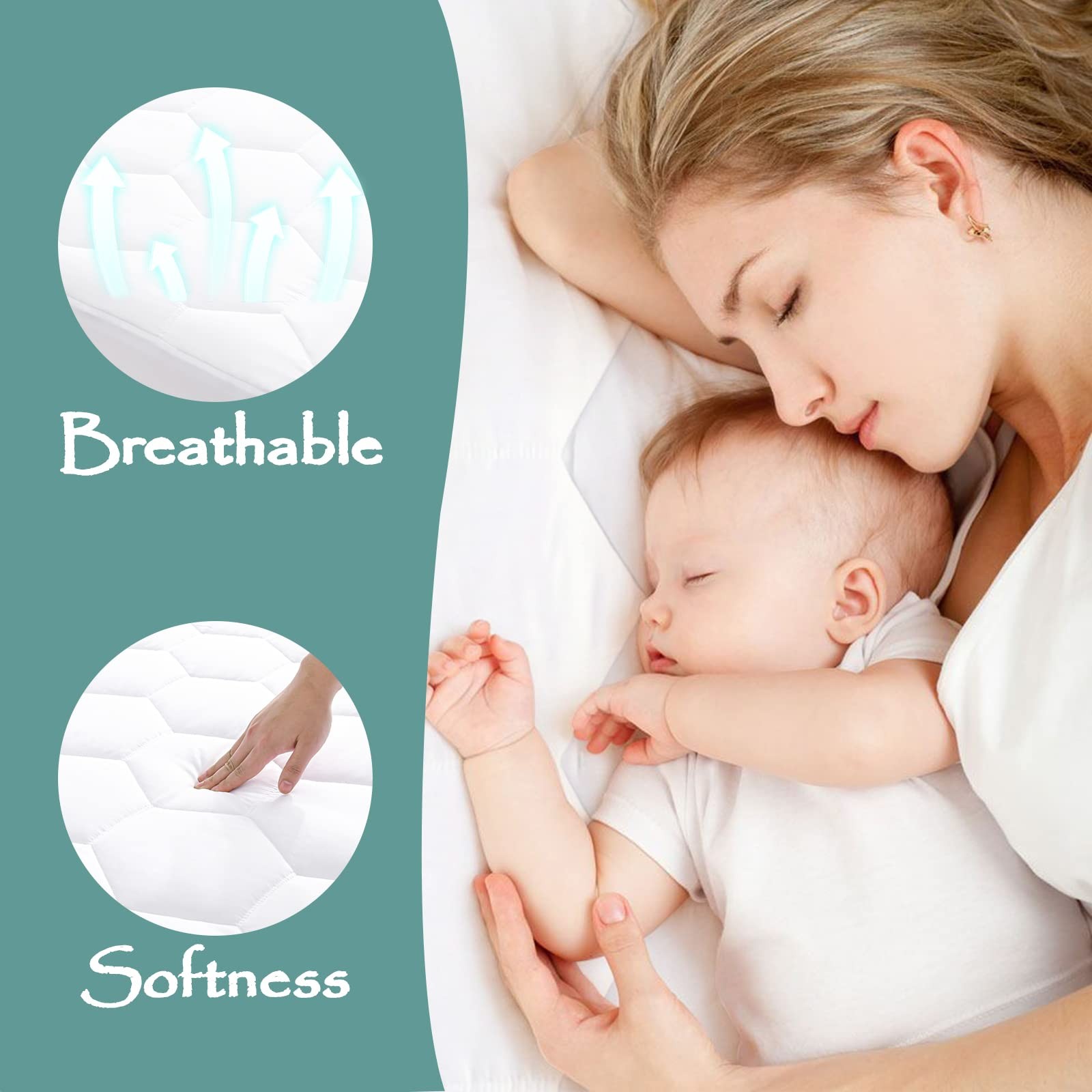 Twin XL Quilted Waterproof Mattress Pad XL, Rayon Cotton Padding White