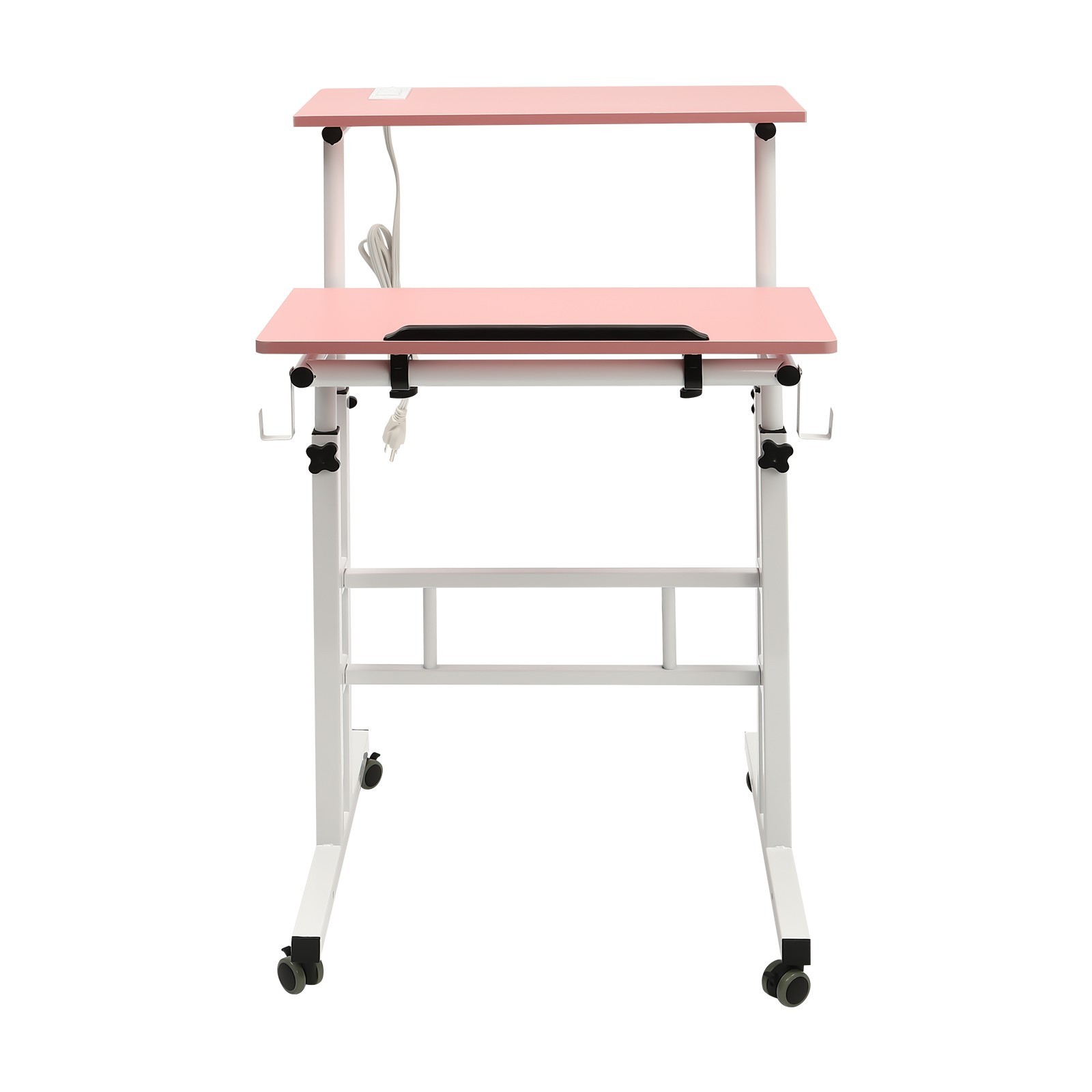 Rolling Laptop Desk Adjustable Height Office Laptop Table Stand up Workstation