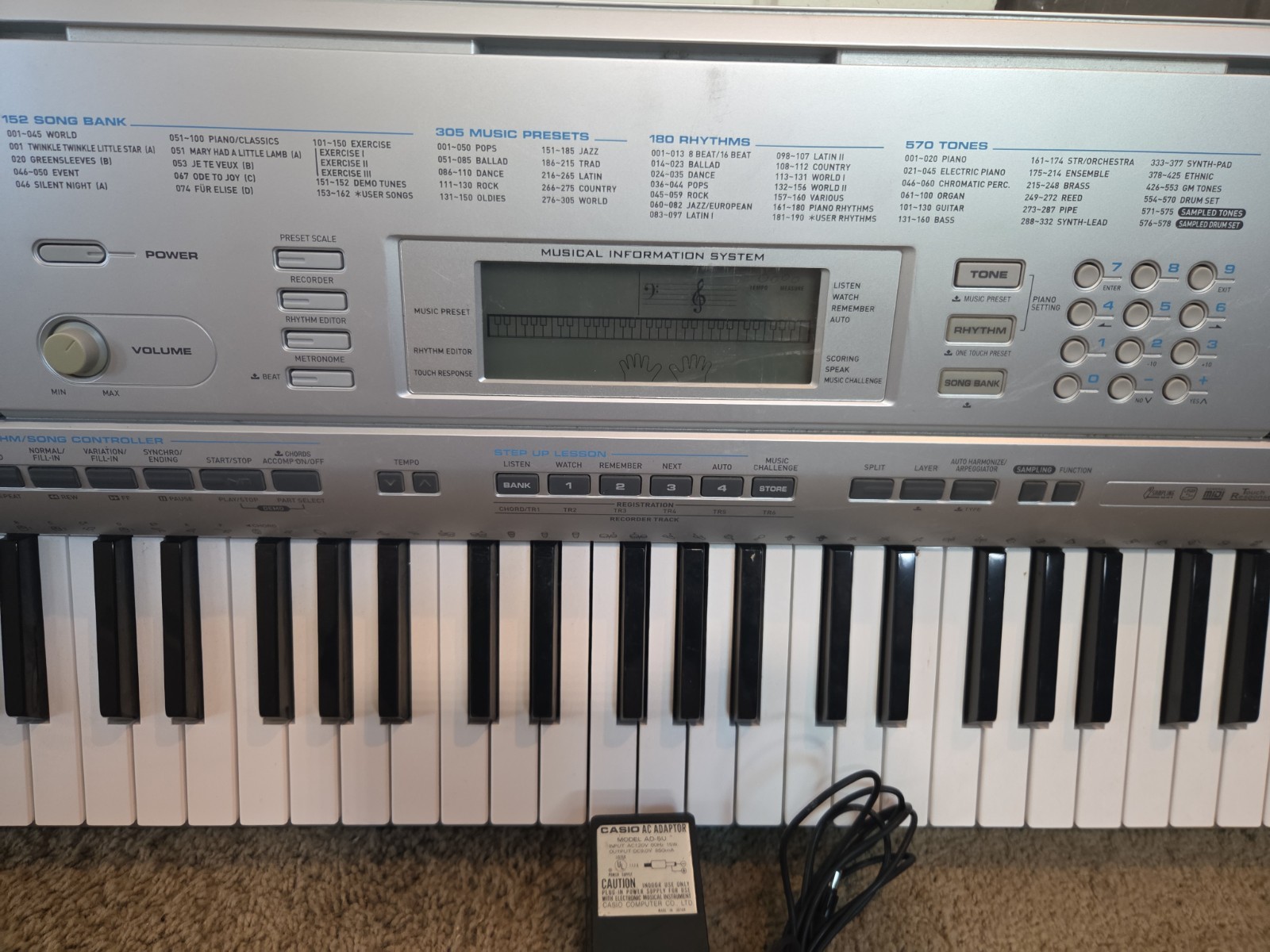 Casio CTK-4000 61-Key Electronic Keyboard Touch Response MIDI w/ AC Adapter