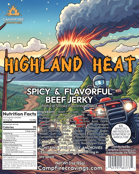Campfire Cravings Heat – Spicy Handcrafted Beef Jerky, Small Batch, 3 oz Bag