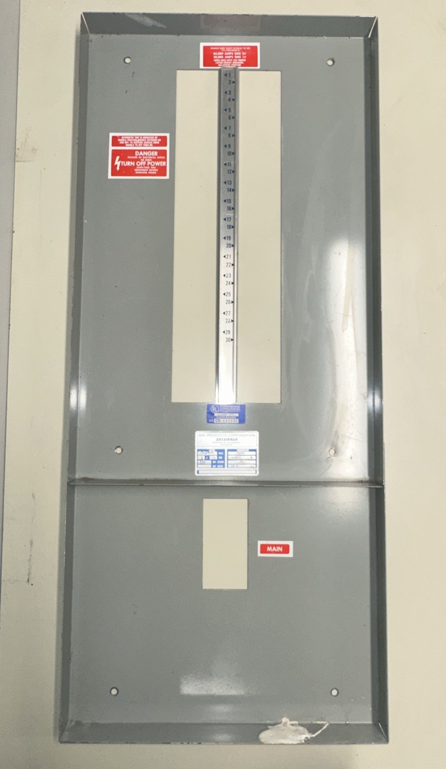 GTE Sylvania NBQ 30 Space 200a Breaker Panel INTERIOR Cover