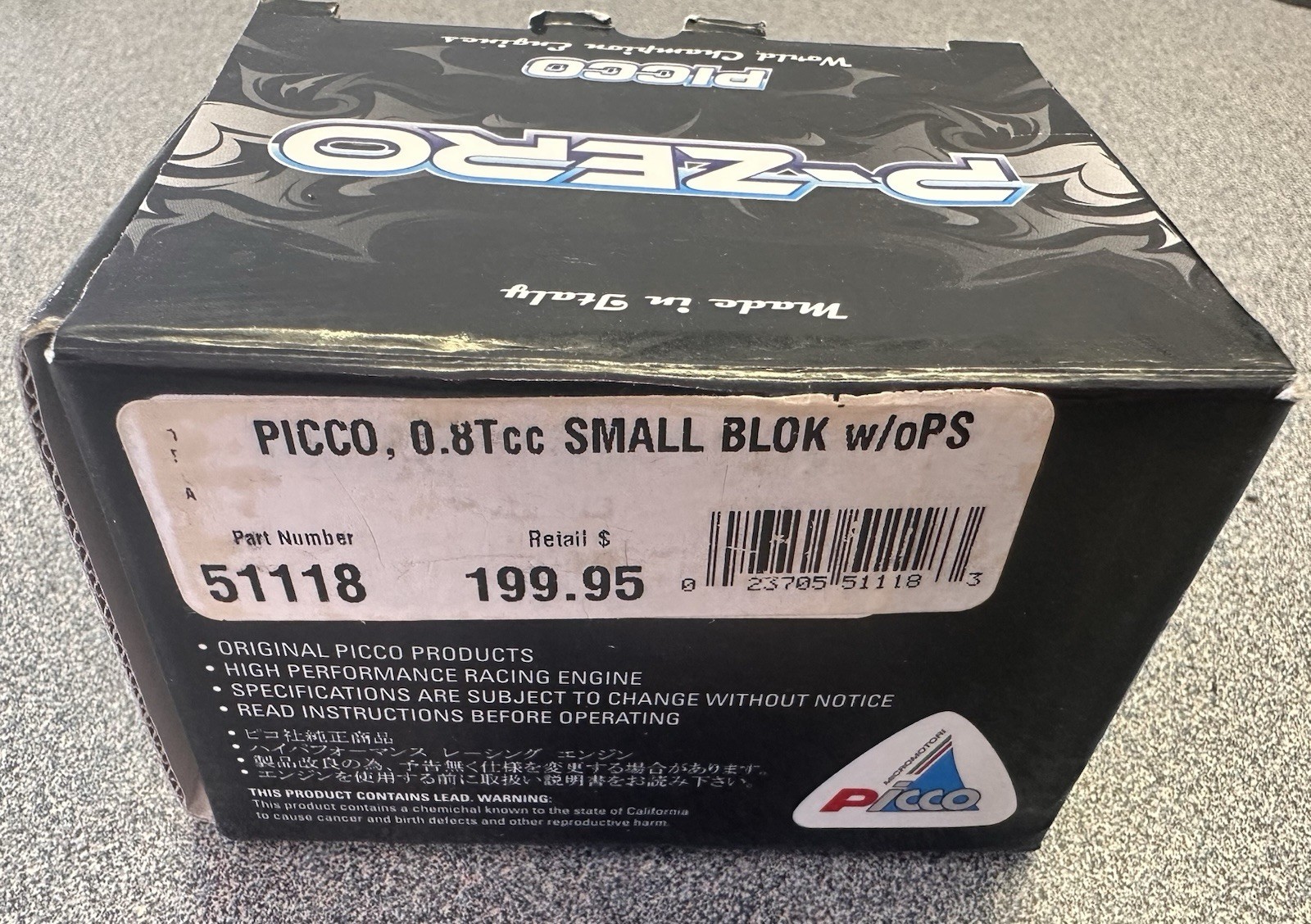 Doug Galbreath Picco P-Zero .085cc Control Line Speed Engine – New / Never Run