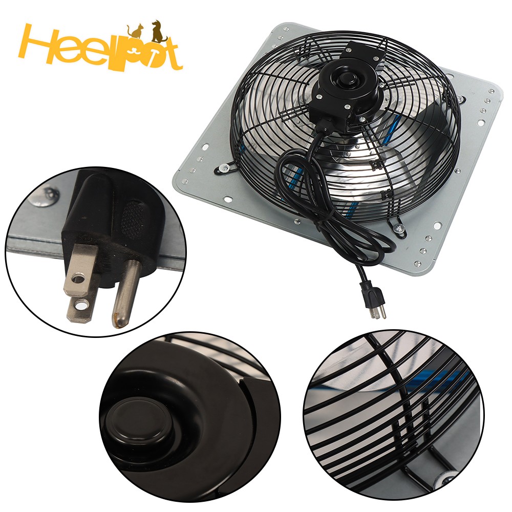 12 Inch Shutter Exhaust Fan Wall Mounted Aluminum W/ 1. 65 Meters Power Cord Kit