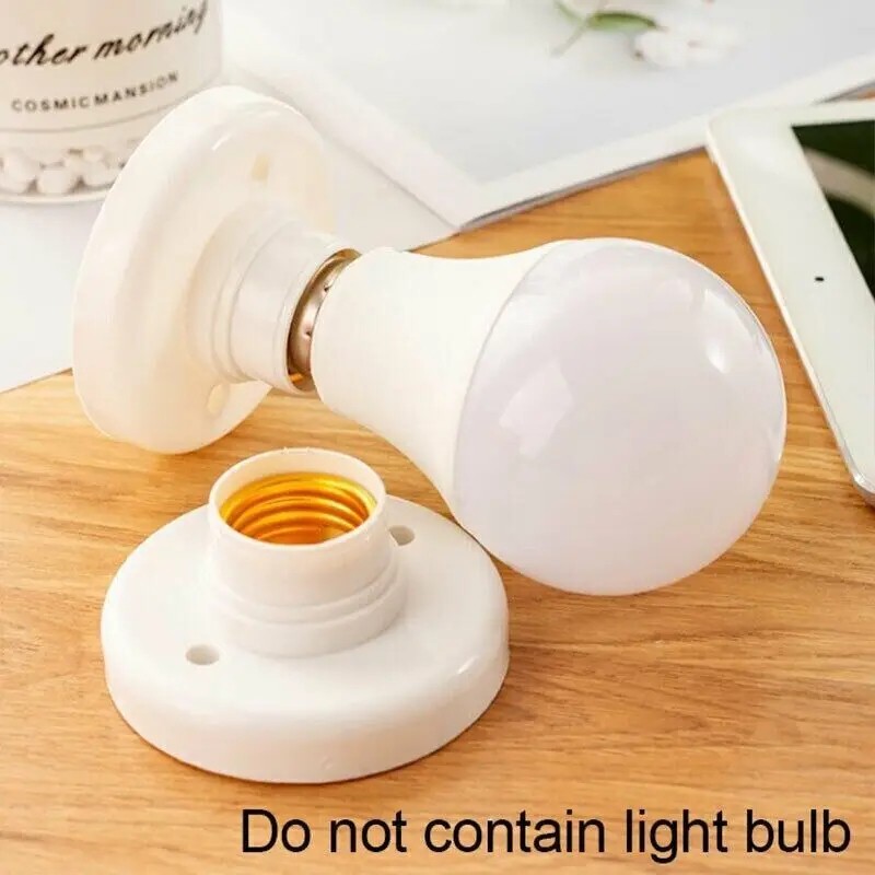 E27 Screw Cap Lamp Socket Holder White Ceiling Light Bulb Base 6A Home Use