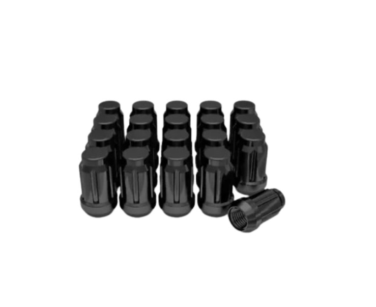 ASCOT LN-26 3807BK 12MM X 1.50" X 6 SPLINE BLACK LUG NUT SHORT CLOSED BOX OF 20