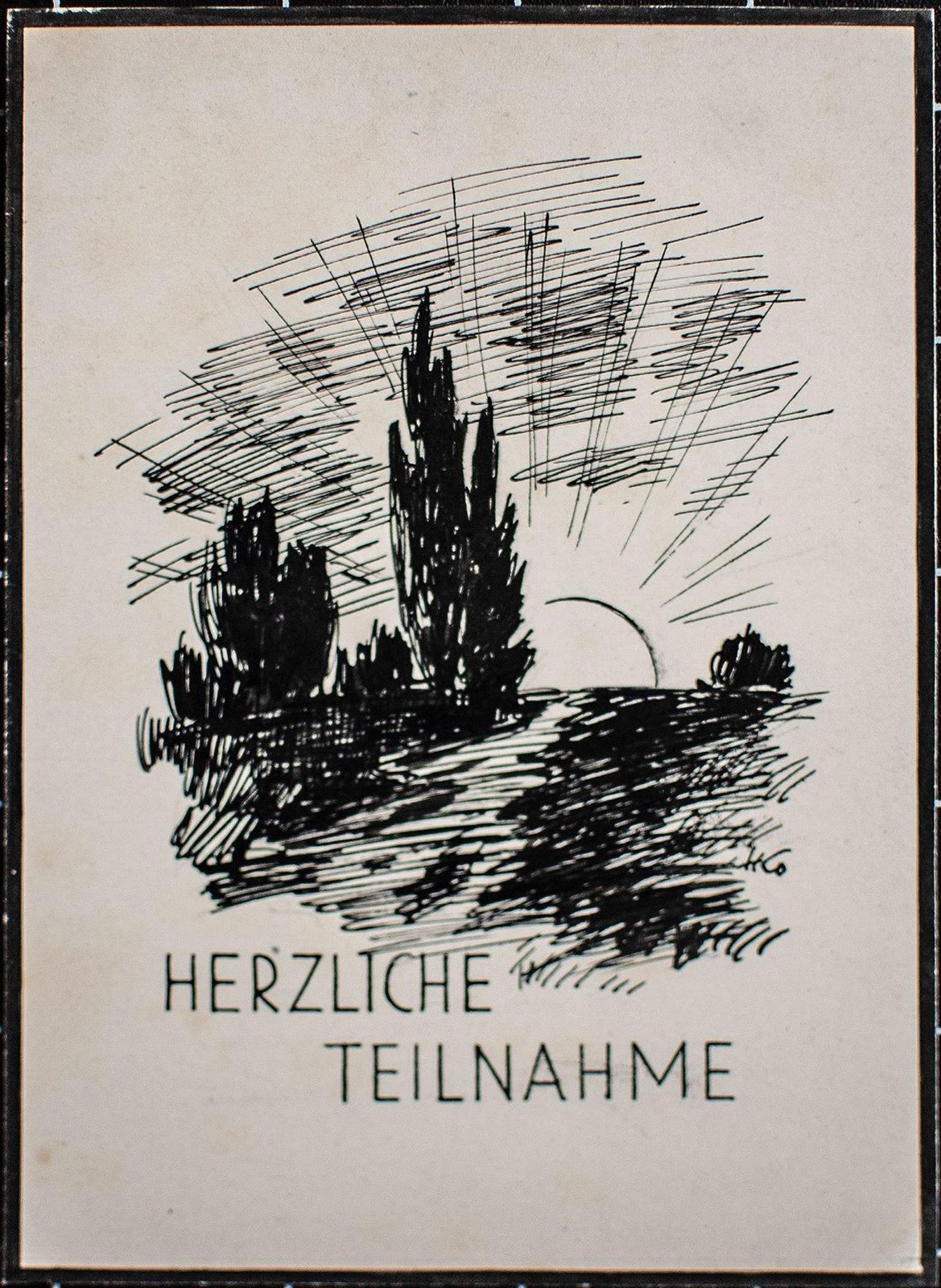 Hermann Kohlmann greeting card condolence card design ink drawing early 20th century