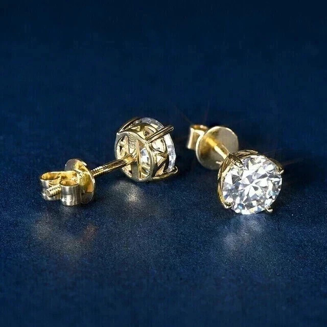 2.00Ct Round Cut Lab Created Diamond Stud Earring 14K Yellow Gold Plated