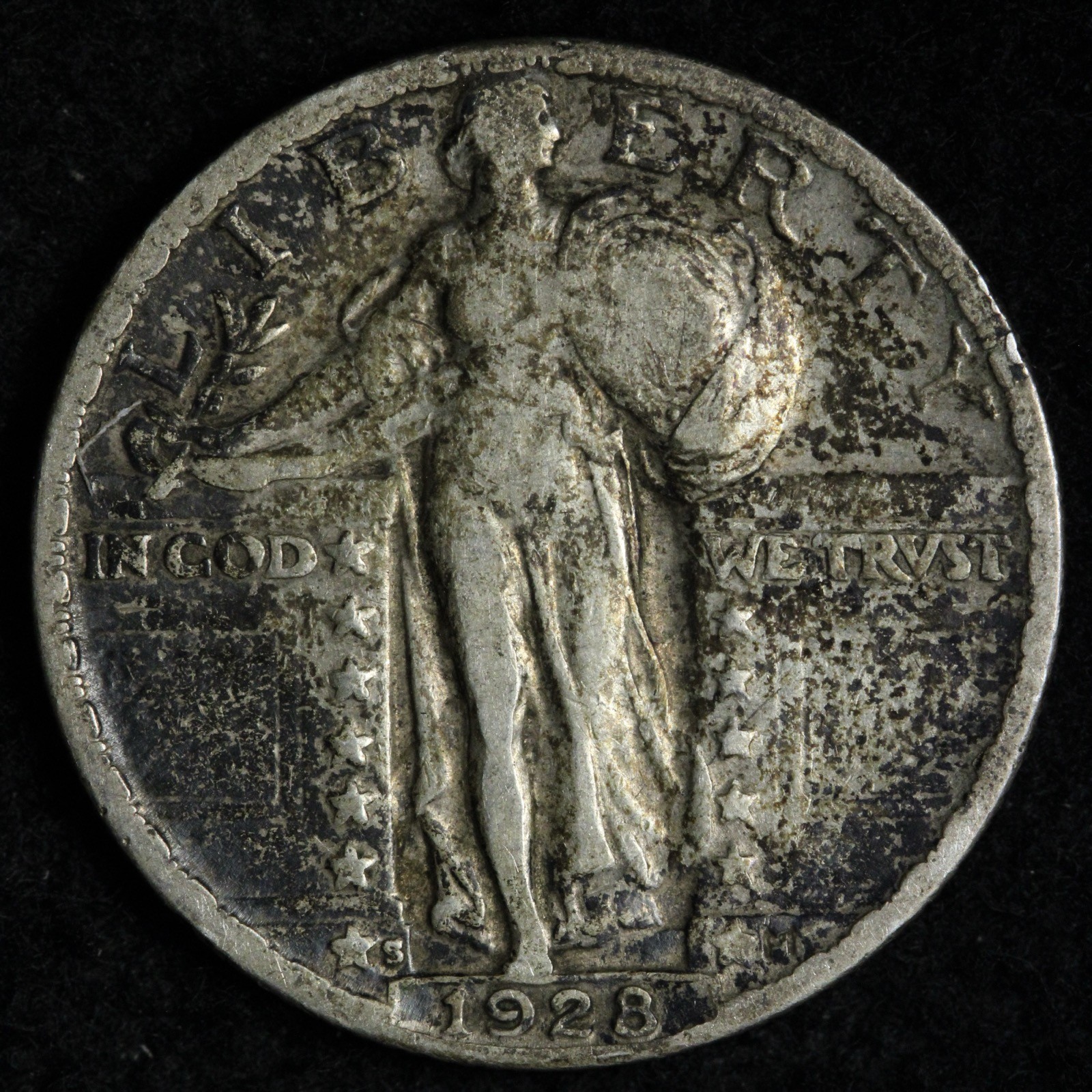1928-S Standing Liberty Silver Quarter VF E282 AYZX