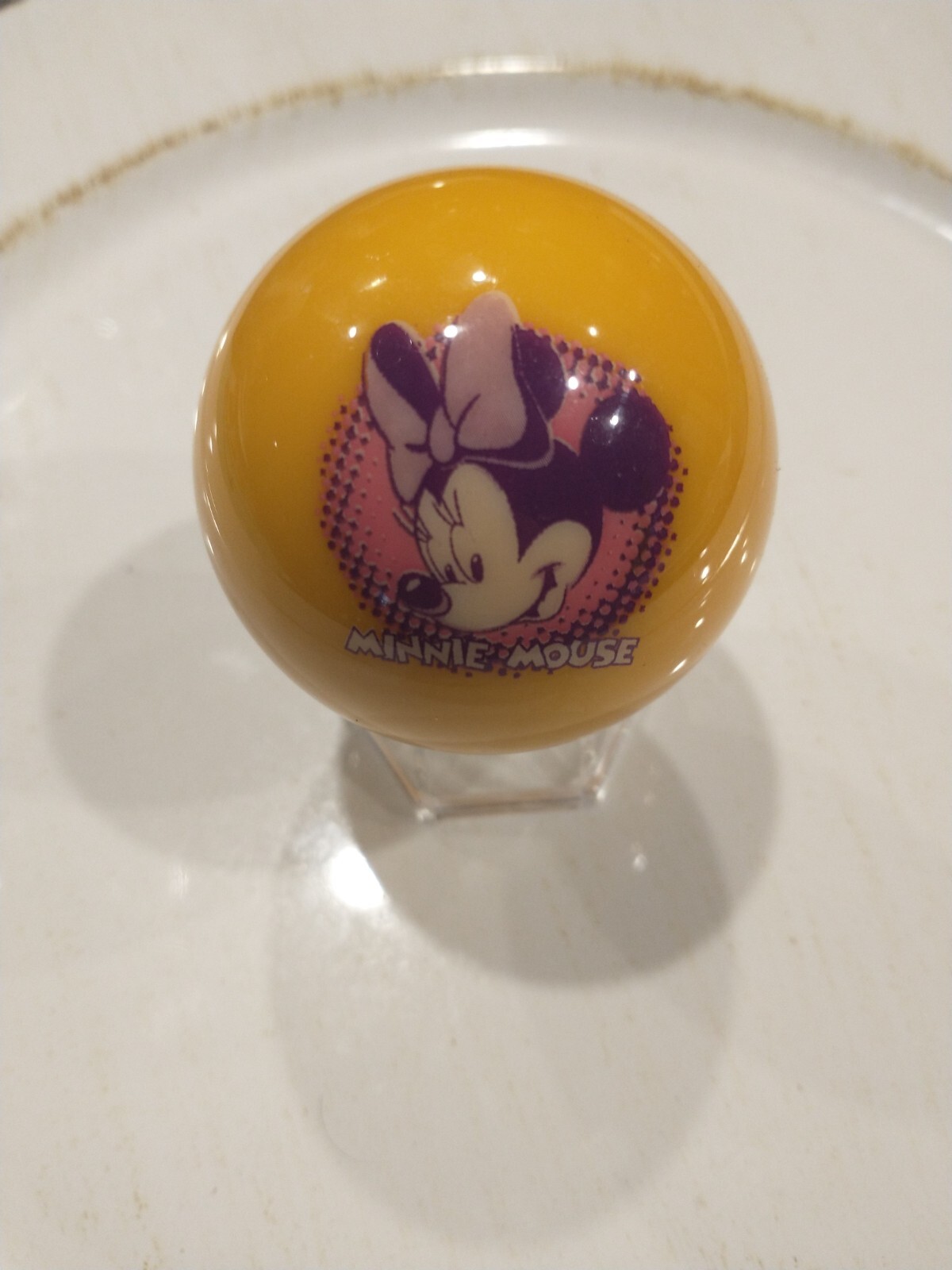 Brand New Disney Aramith Yellow Minnie Mouse Billiard / Pool Ball + Bonus Stand