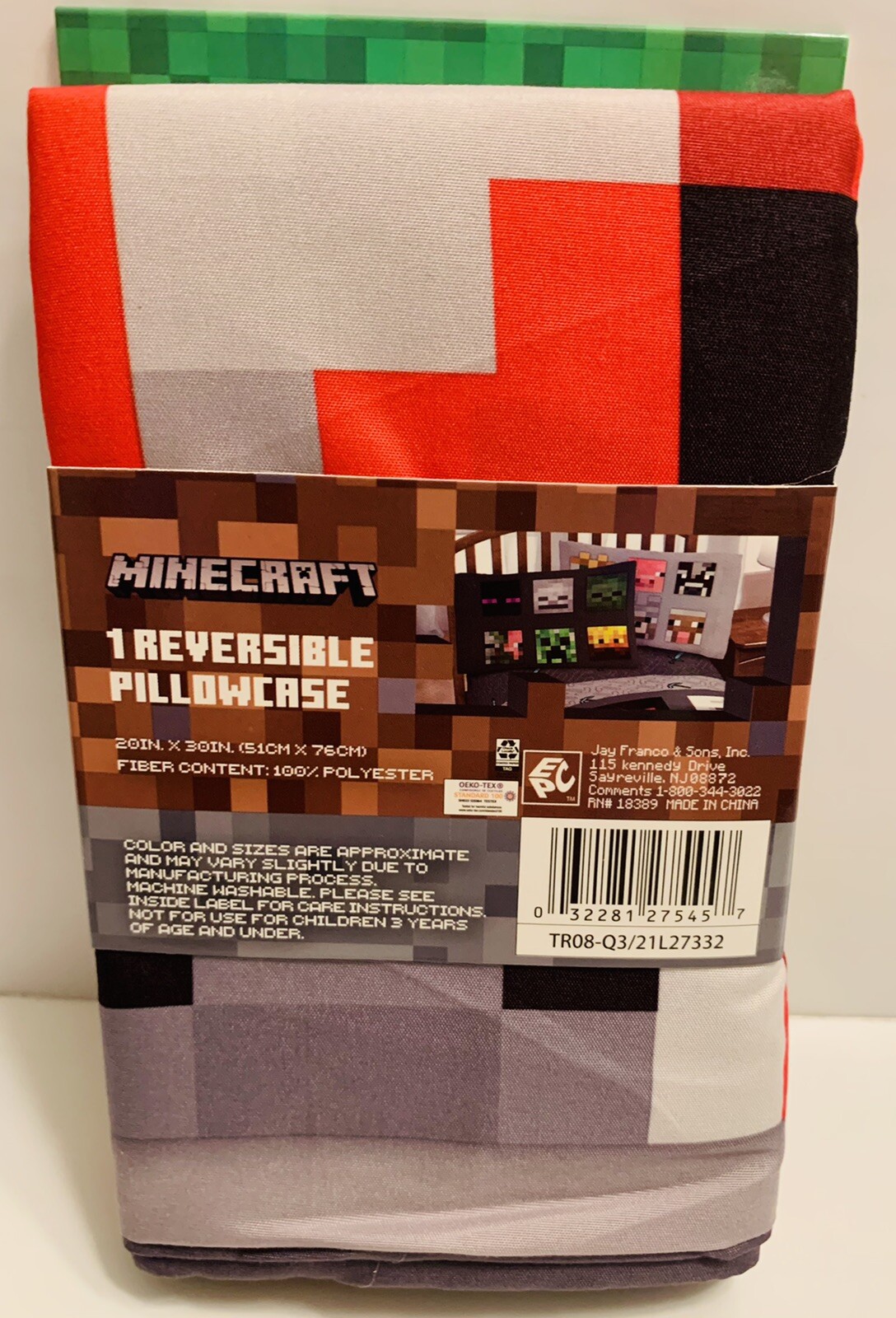 Minecraft Standard Reversible Pillowcase 20 x 30 inches
