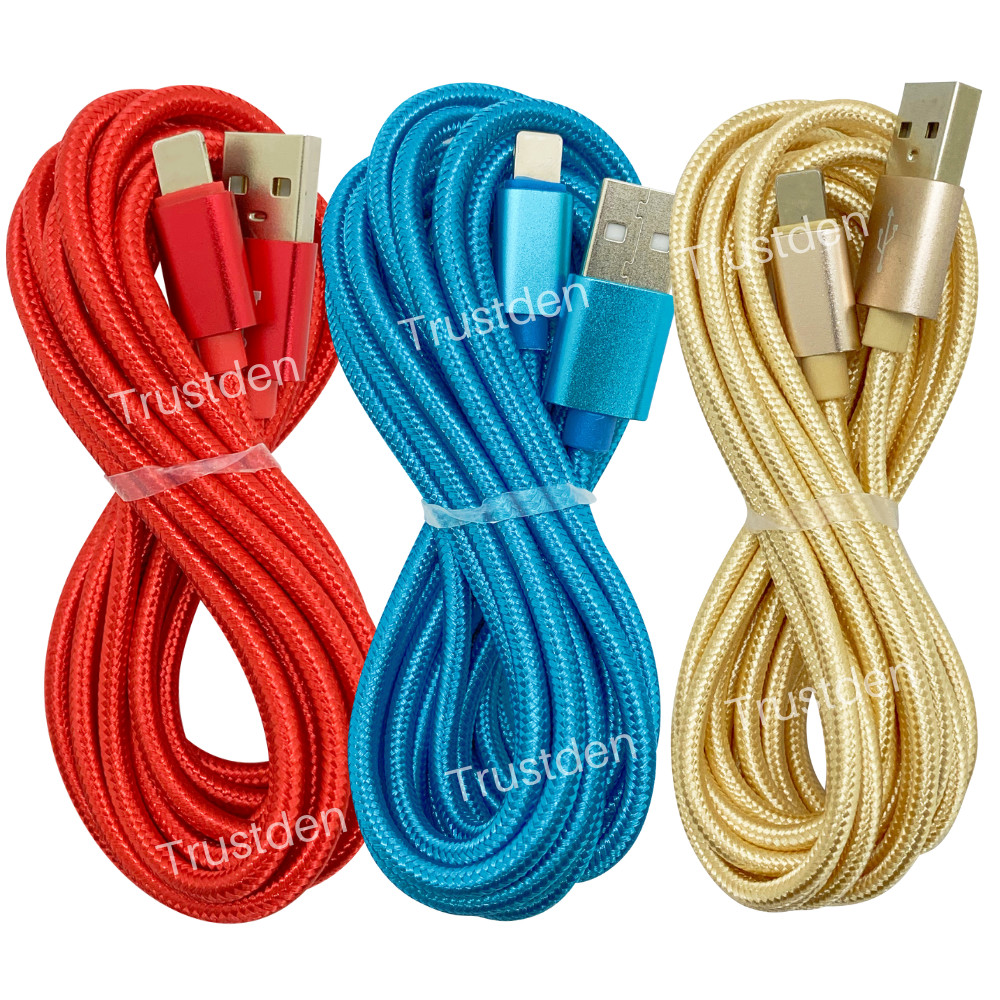 10FT Nylon USB Charger For iPhone iPad Braided Charging Cable Power Adapter Cord