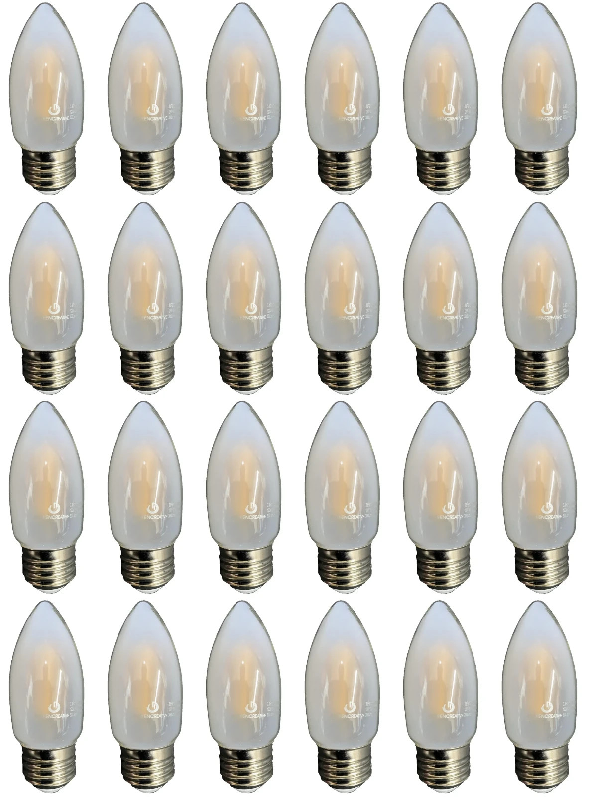 24 Pack 3.8 W LED 40W Equivalent Chandelier Bulb E26 White Dimmable LED