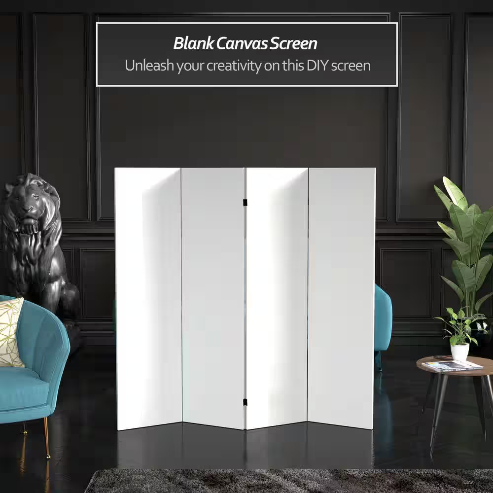 5 Ft White 4-Panel Room Divider