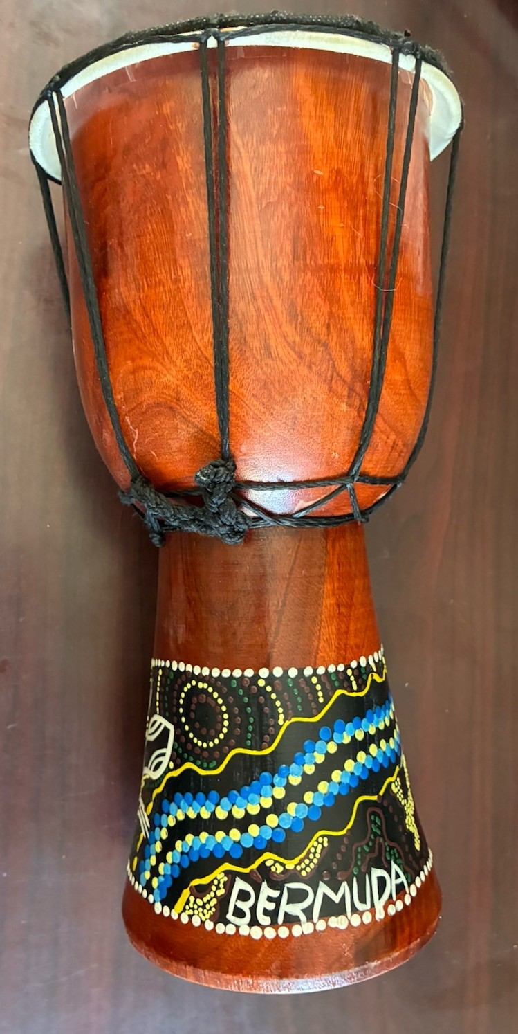 Bermuda Handpainted Djembe Style Drum Souvenir Tribal Percussion Decor See Photo