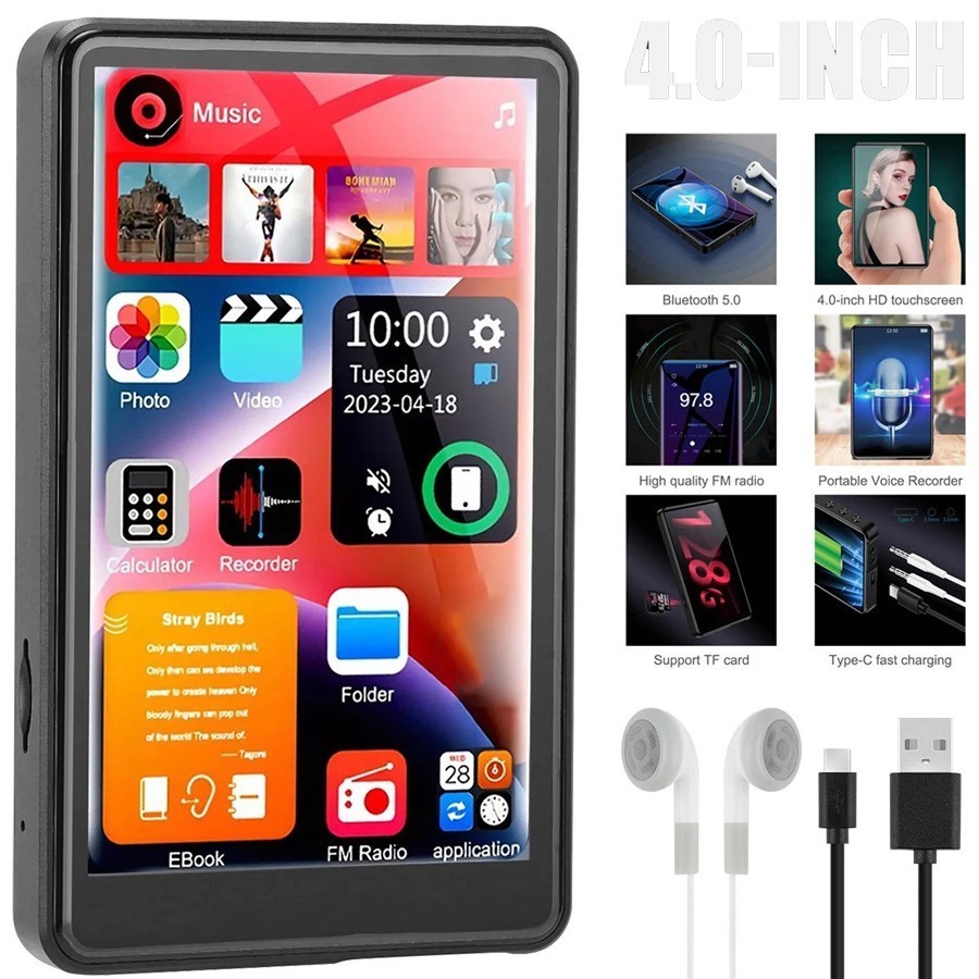 16GB-256GB 4" LED Touch Screen Bluetooth HiFi MP3/MP4 Music Read Video Player