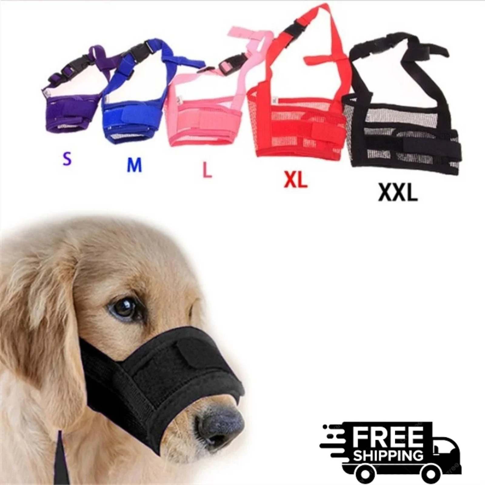 Dog Muzzle Mouth Cover Anti Bite Barking Chewing Mesh Mask Small Large Pet Cat