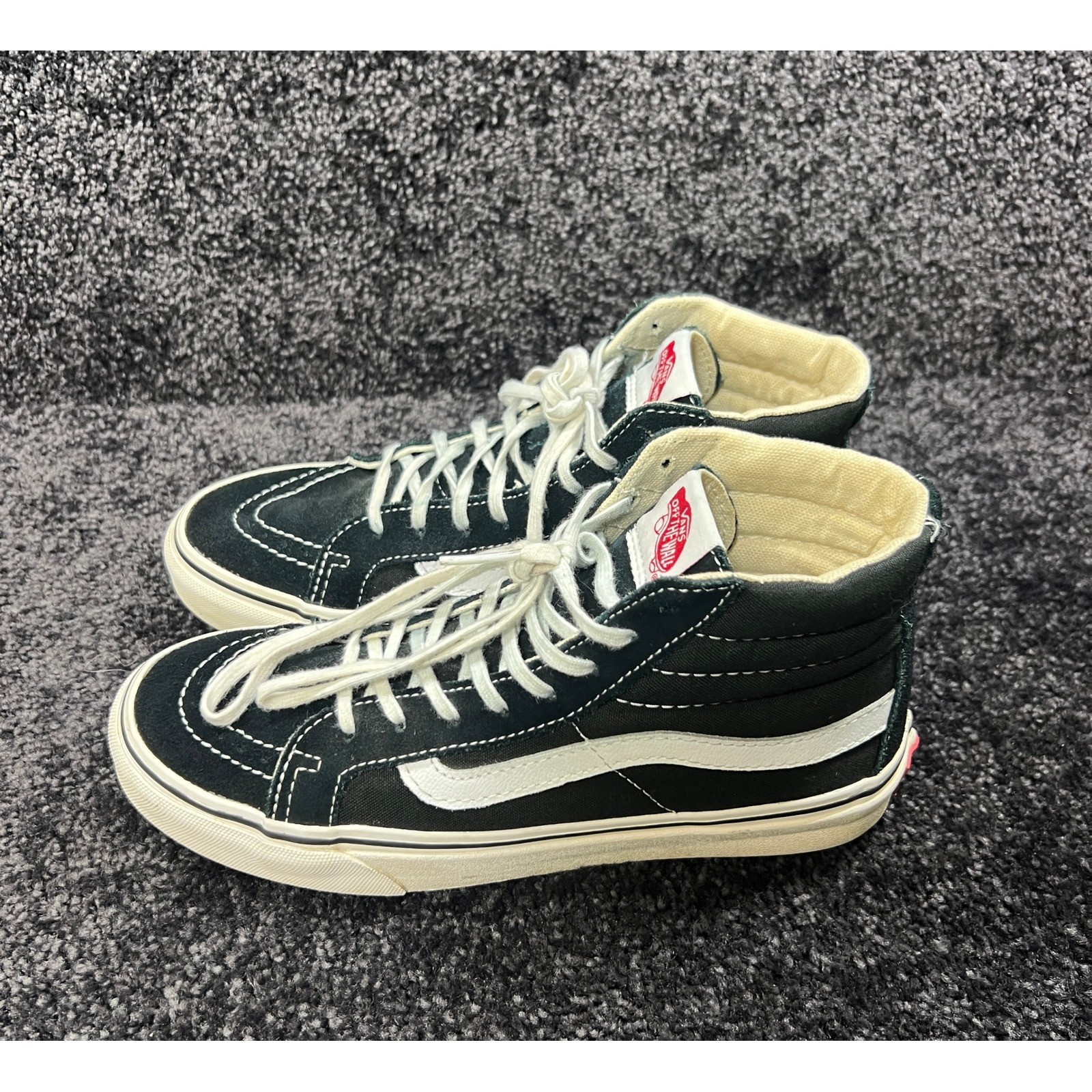Vans Sk8-Hi High Top Skate Shoes Black White Canvas Suede Classic 5 Men 6.5 W