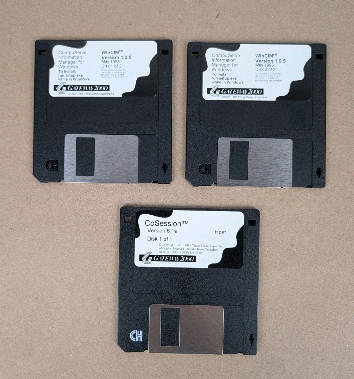 Vintage Gateway 2000 Utilities 3.5" Floppy Disk Set WinCim CompuServe CoSession