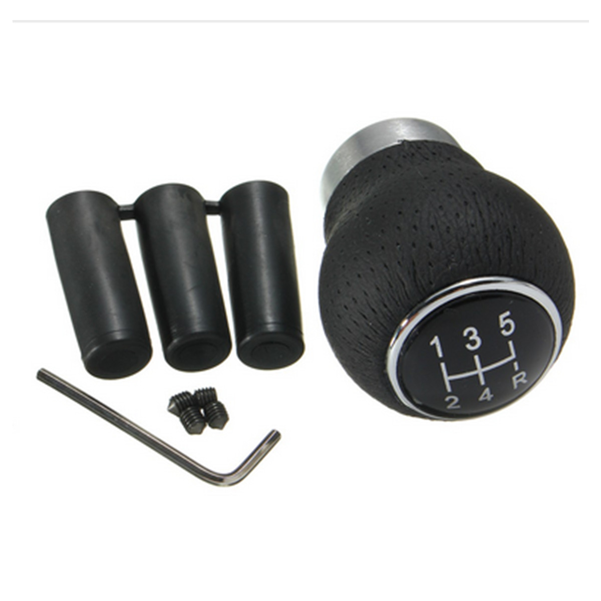 Car Accessories Aluminum Manual Gear Shift Knob Shifter Lever 5 Speed Leather