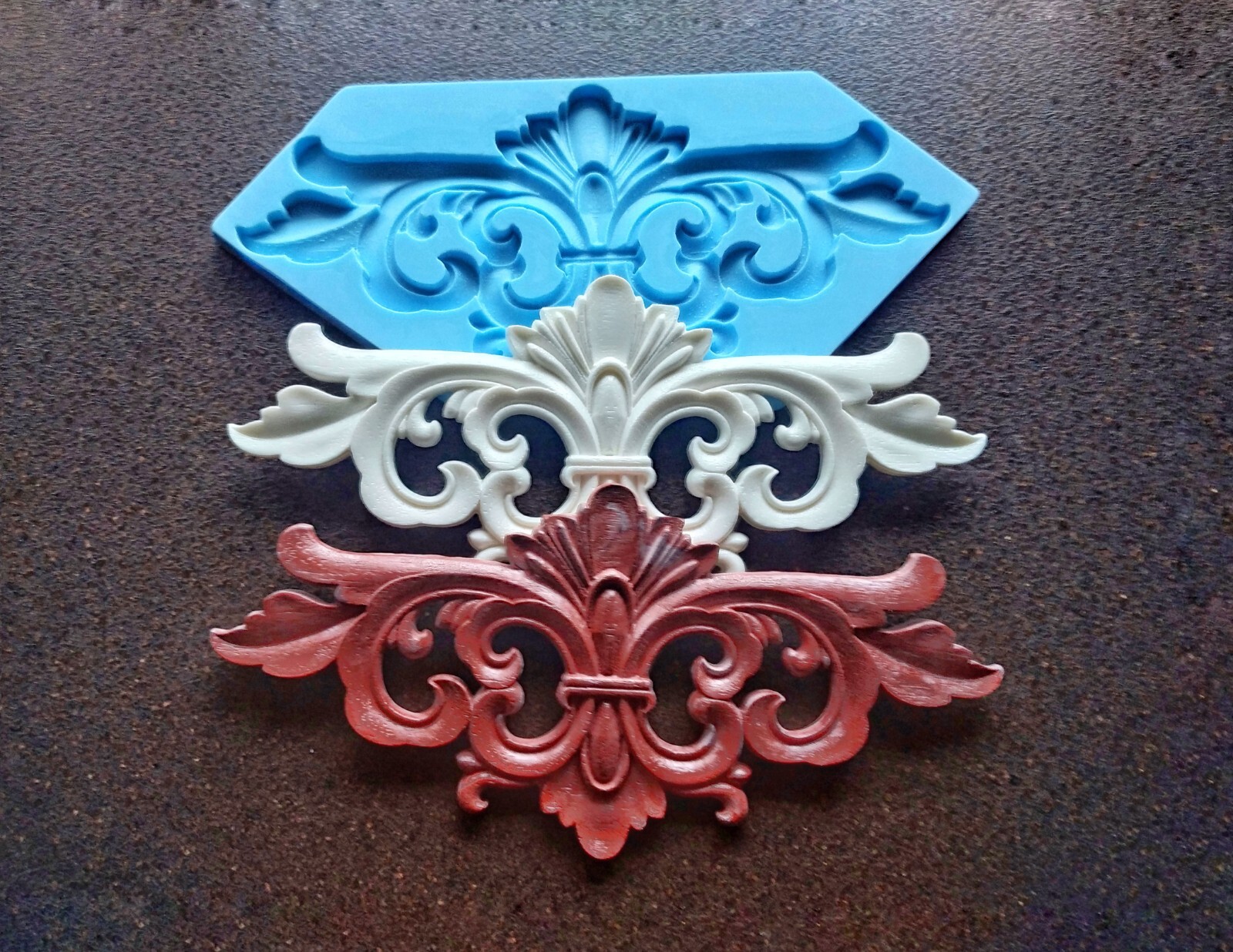 Silicone Mold for vintage ornate pediments ornament  32cm long, wall pediments