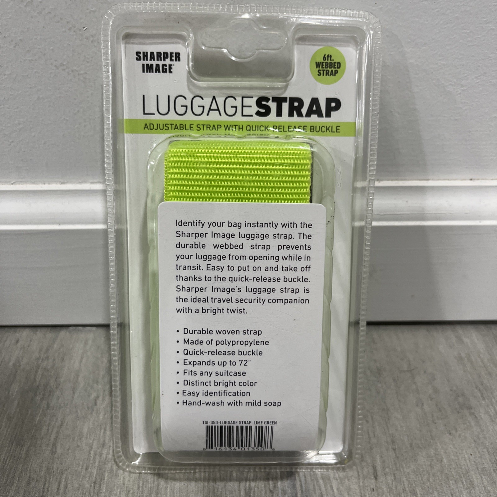 Sharper Image Brand Lime Green Adjustable Luggage Strap Quick Release Buckle 72"