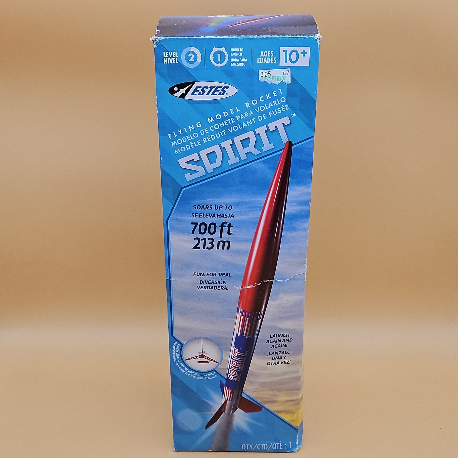 Estes Spirit Flying Model Rocket Brand New Sealed 700 Ft Level 2 Model 2492