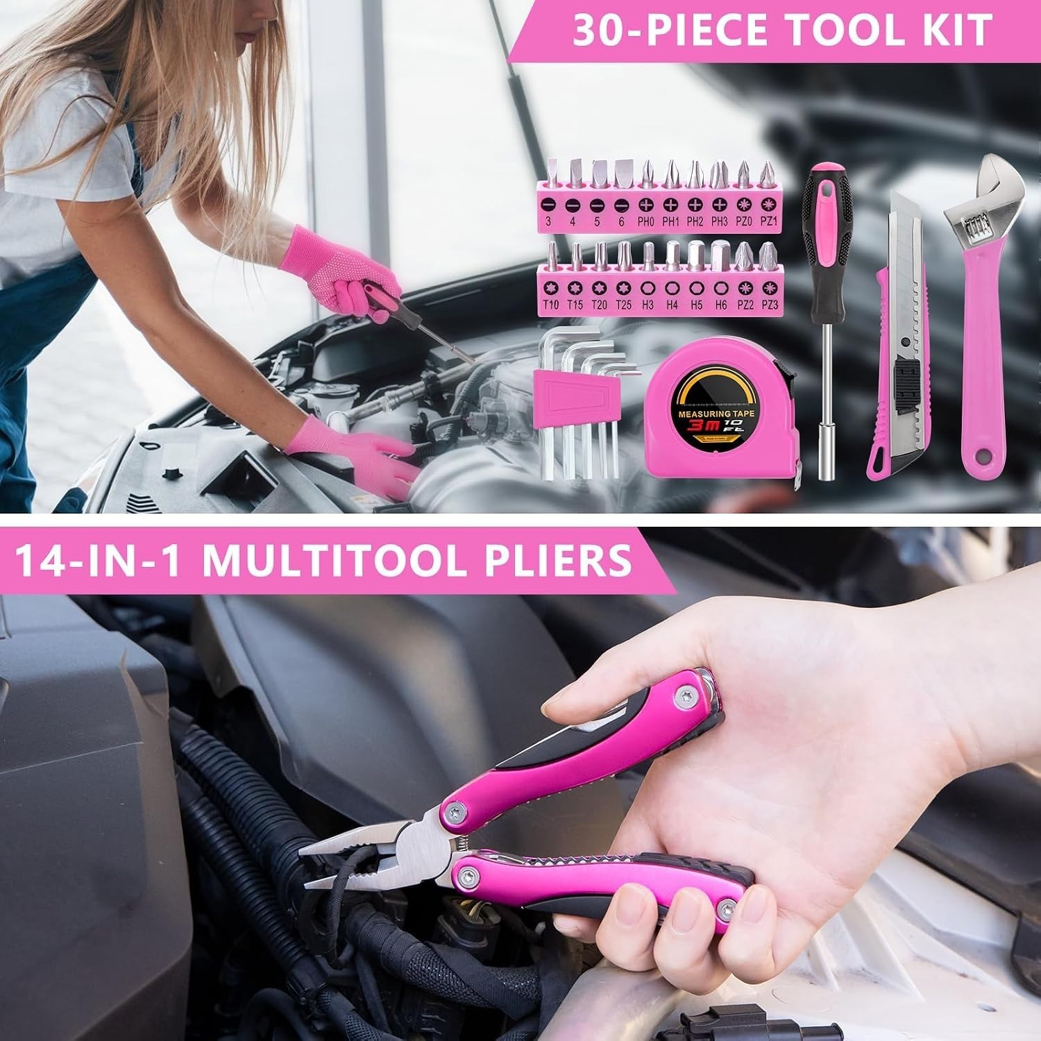 Emergency Car Kit with Air Compressor, Jumper Cables, First Aid & Tools - Winter