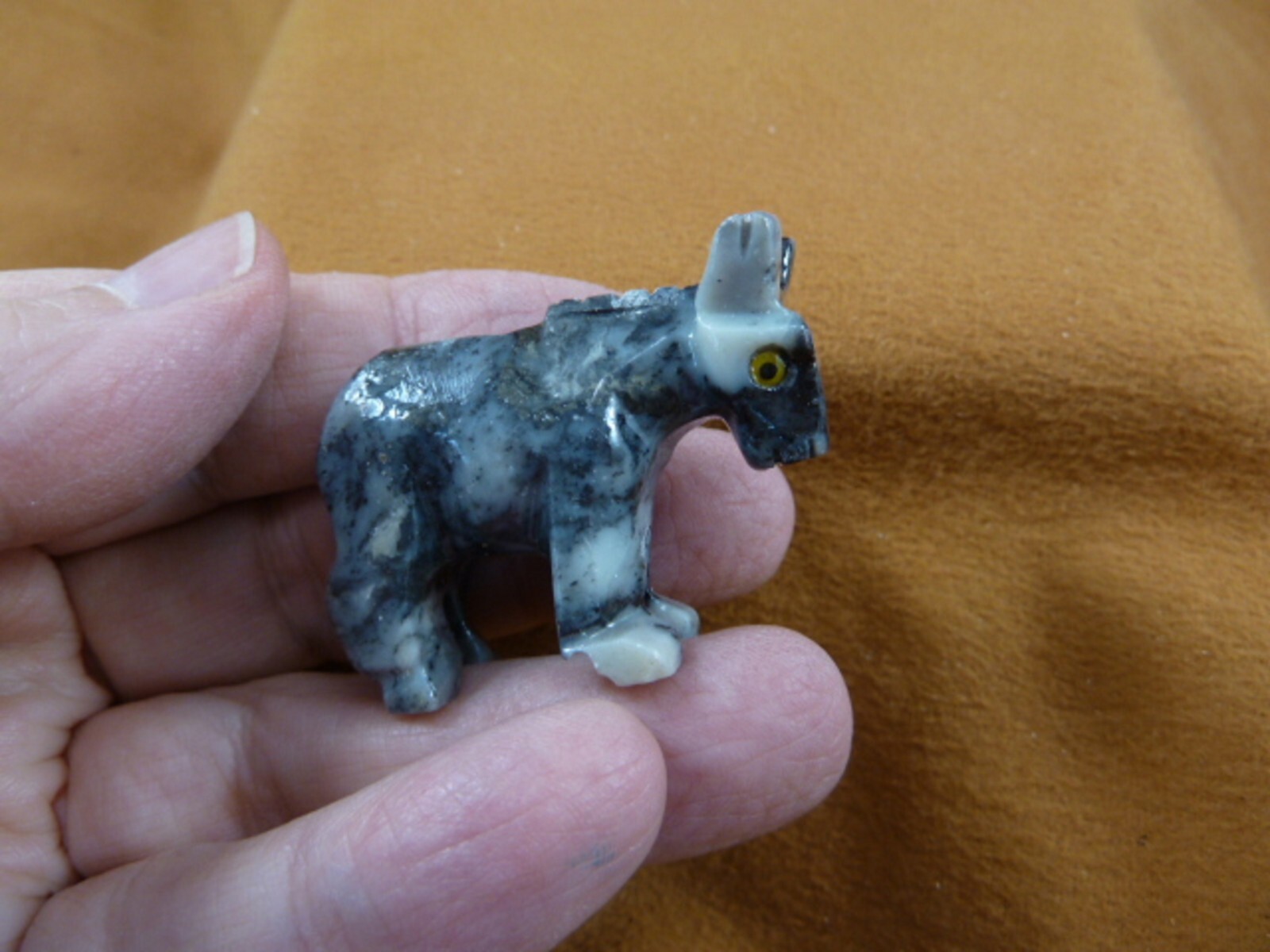 Y-BUR-18 little gray white BURRO donkey mule SOAPSTONE FIGURINE donkeys burros